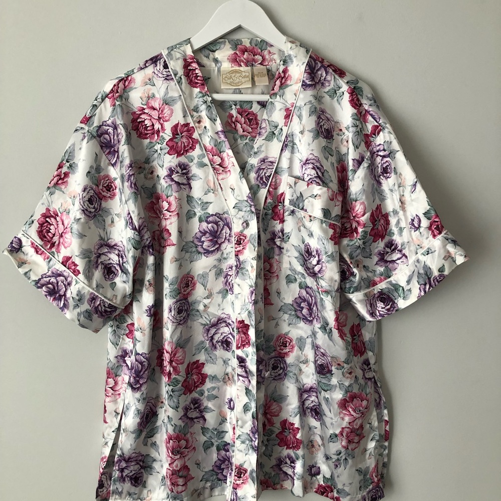 Vintage Silk and Satin Pajama Top